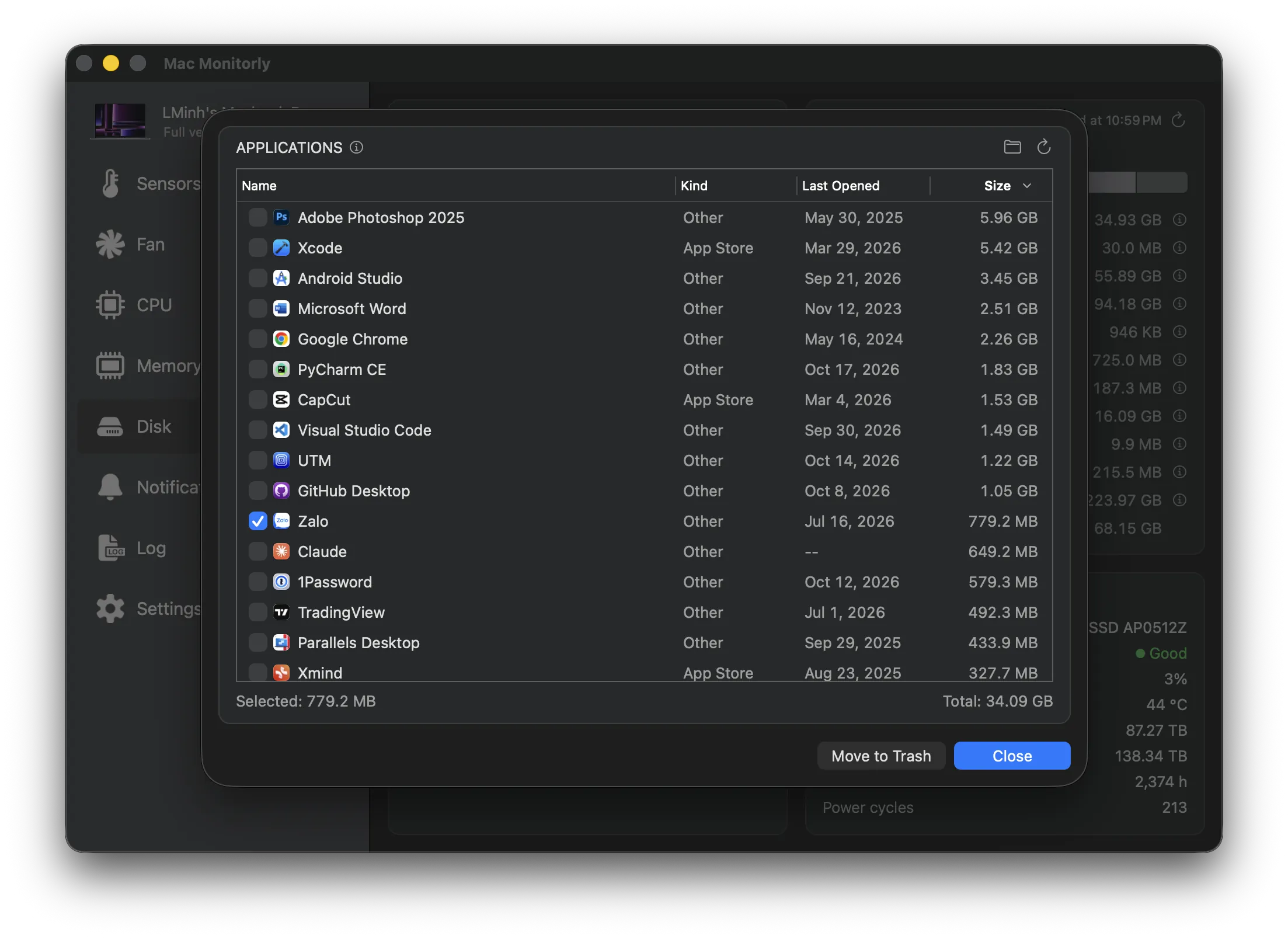 Applications cleanup